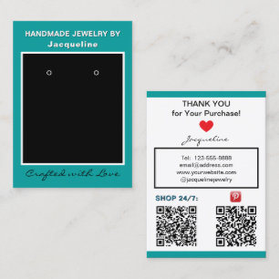 Turkos Svarta Örhänge Redigera Sociala Media QR Ko Visitkort