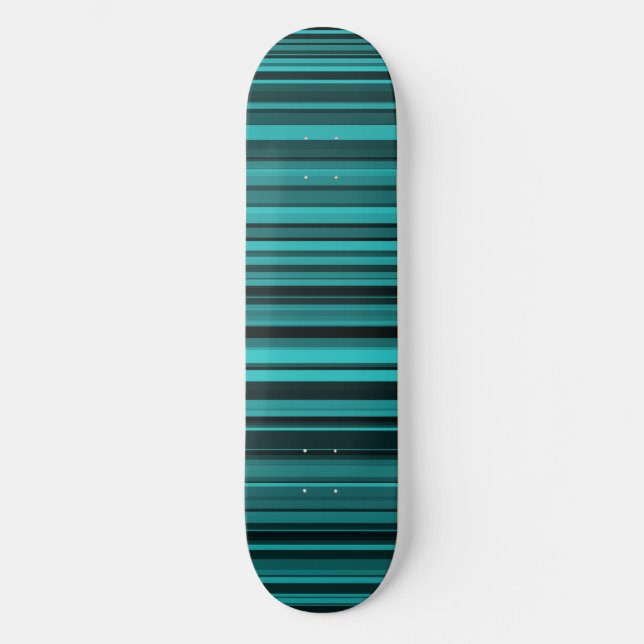 Turkos Svarta Ränder Mini Skateboard Bräda 18,5 Cm (Framsida)