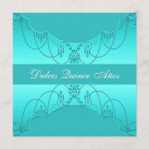 Turkos Sweet Fifteen Quinceanera Inbjudningar