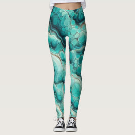 Turkos Swirly Stone Aqua Leggings