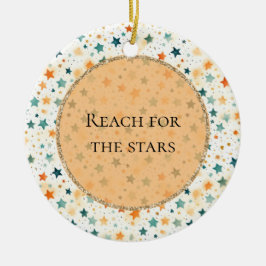 Turkos Tangerine Whimsical Stars Julgransprydnad Keramik