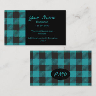 Turkos Teal Black Buffalo Play Monogram Visitkort