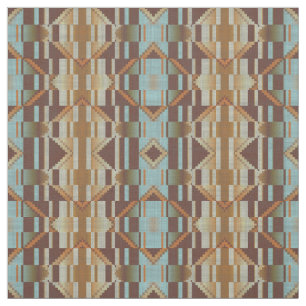 Turkos Teal Blue Grönt Orange Brown Ethnic look Tyg
