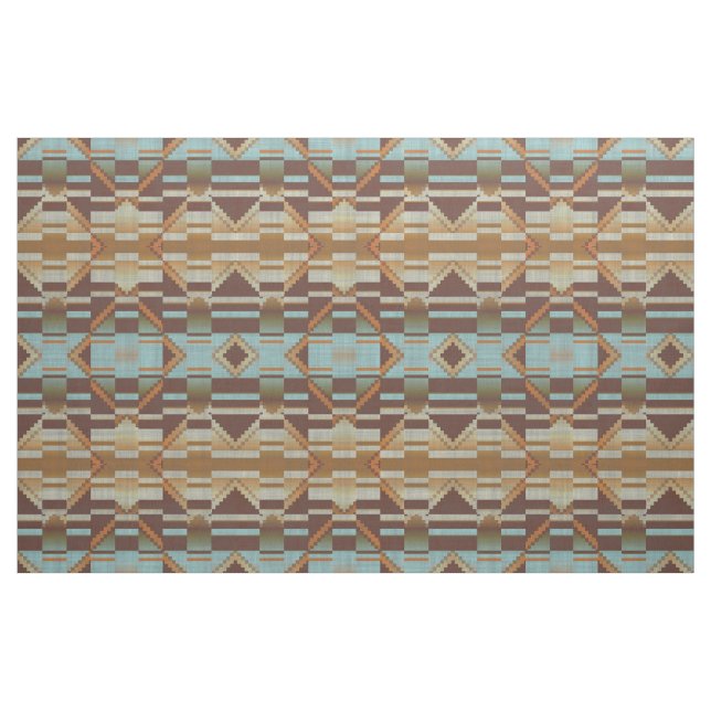 Turkos Teal Blue Grönt Orange Brown Ethnic look Tyg (Fat Quarter)