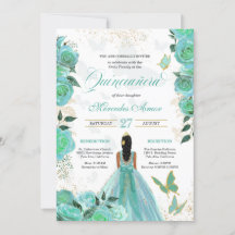 Turkos Teal Blue Ro Butterfly Quinceanera