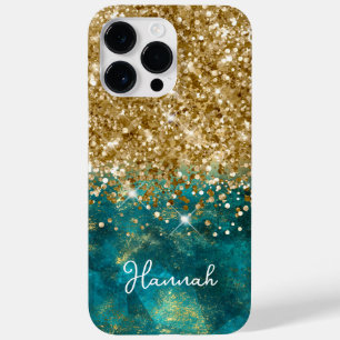 Turkos Teal Glittrig Guld Glam Personlig