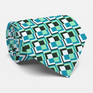 Turkos Teal Grönt Blue Black White Grått Slips