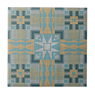 Turkos Teal Gult Orange Eclectic Ethnic look Kakelplatta