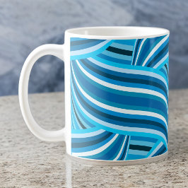 Turkos Teal och Blue Swirled Rosett band Jumbo Mugg