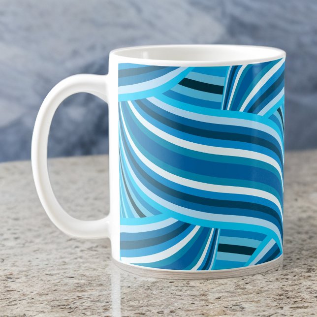 Turkos Teal och Blue Swirled Rosett band Jumbo Mugg (Skapare uppladdad)