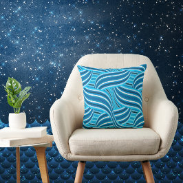 Turkos Teal och Blue Swirly Swirls Kudde