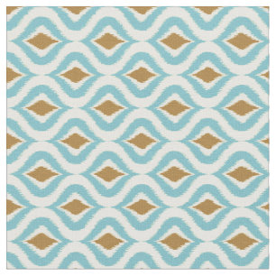 Turkos Teal Retro Chic Ikat droppar Mönster Tyg