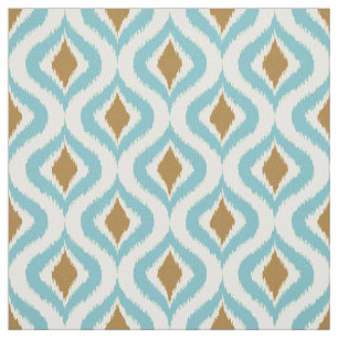Turkos Teal Retro Chic Ikat droppar Mönster Tyg