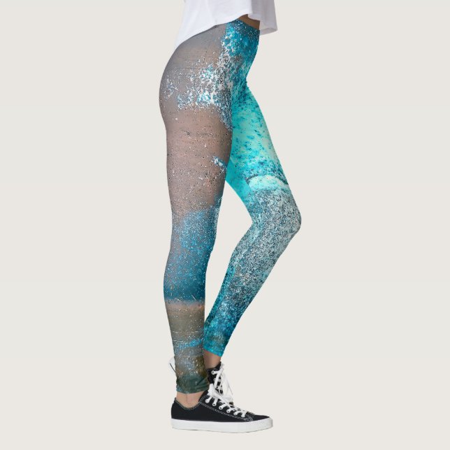 Turkos Texturerad färg och rost-Abstrakt Leggings (Höger)