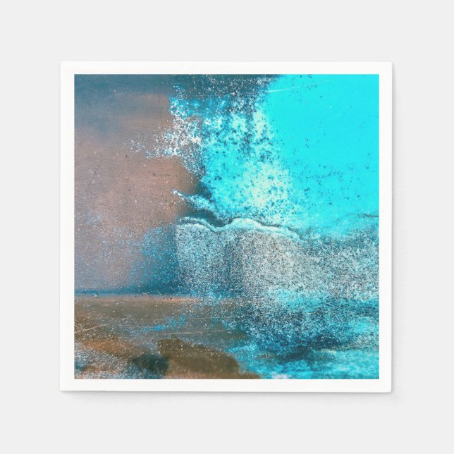 Turkos Texturerad färg och rost-Abstrakt Pappersservett (Framsidan)