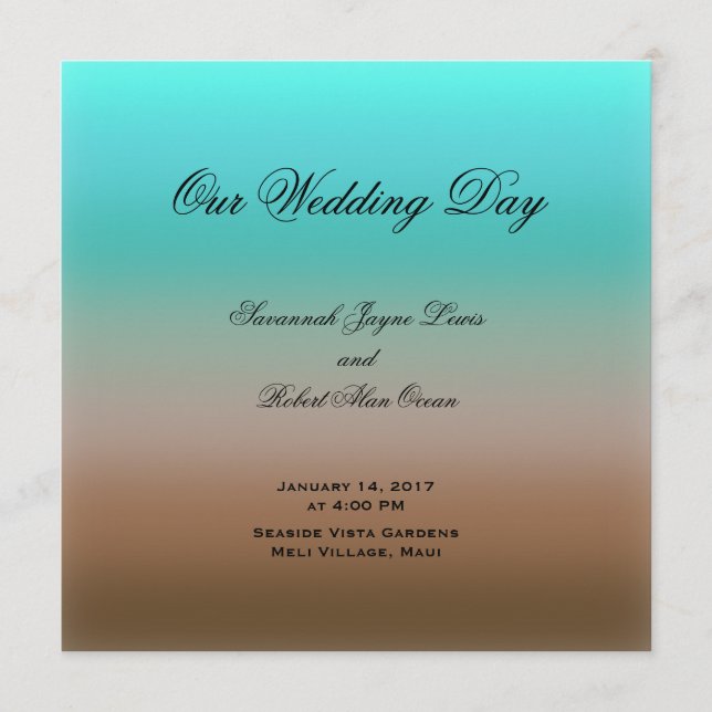 Turkos till Brown Tropical Bröllopsprogram Program (Framsida)