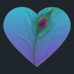 Turkos till Lila Peacock Feather Hjärtformat Klistermärke<br><div class="desc">Turkos till Lila Peacock Feather Heart Stickers.</div>
