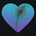 Turkos till Lila Peacock Feather Hjärtformat Klistermärke<br><div class="desc">Turkos till Lila Peacock Feather Heart Stickers.</div>