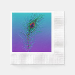 Turkos till Lila Peacock Feather Pappersservett