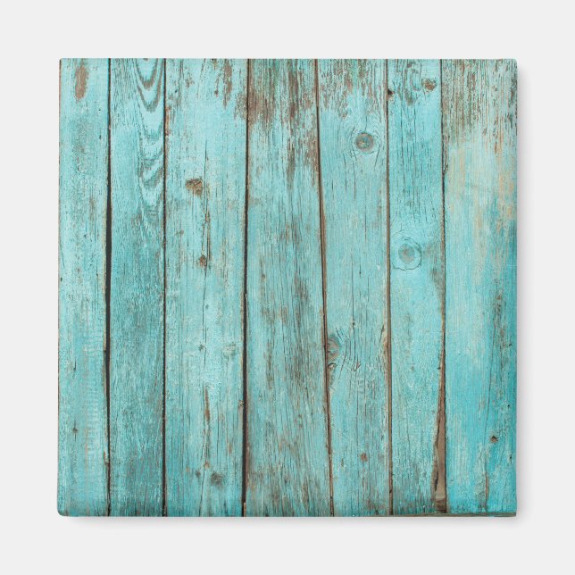 Turkos trä teal lada trä väderbiten strand magnet (Framsidan)