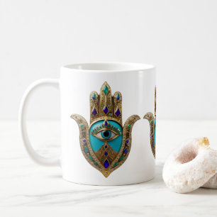 Turkos Tredje Öga Hamsa Kaffemugg