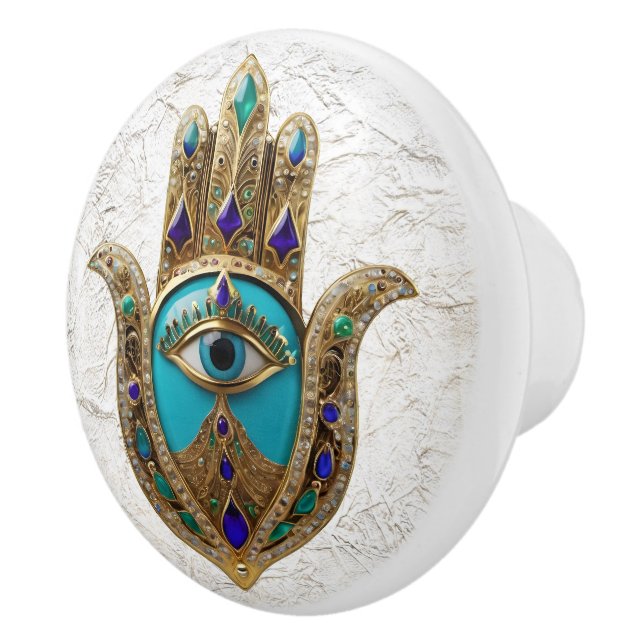 Turkos Tredje Öga Hamsa Knopp (Höger)