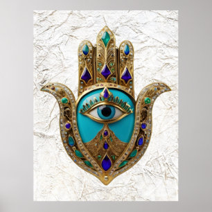 Turkos Tredje Öga Hamsa Poster