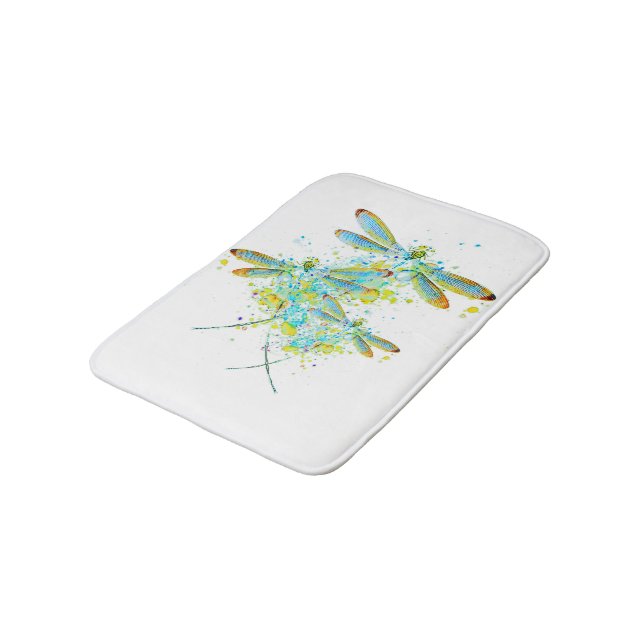 Turkos Trollslända stänk  Badrumsmatta (Vinklad)