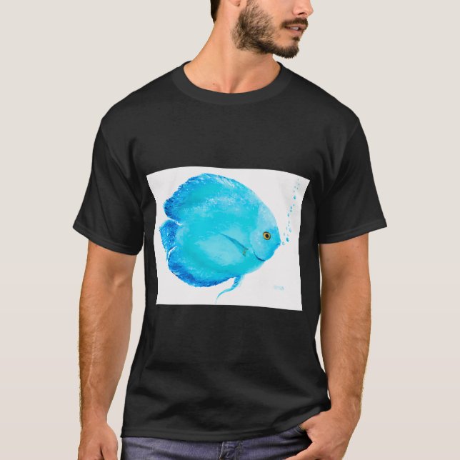 Turkos tropisk discusfisk t shirt (Framsida)