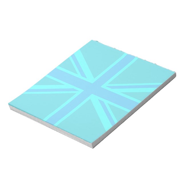 Turkos Union Jack brittisk flaggdesign Anteckningsblock (Roterad)