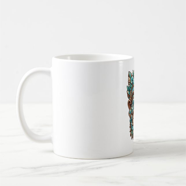 Turkos Utskorvad Kafferemissör Kaffemugg (Vänster)
