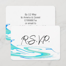 Turkos Våg Modern Elegant Bröllops-RSVP-Kort OSA Kort