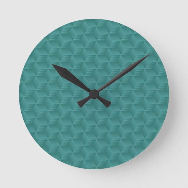 Turkos väggklocka med geometriskt hexagonalt mönst (Framsida)