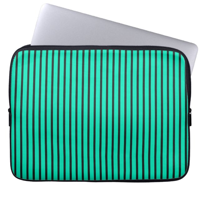 Turkos vertikala randmönster laptop fodral (Framsidan)