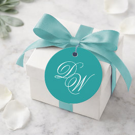 Turkos vigselmonogram Klassisk enkel kalligrafi Gåvor Etiketter