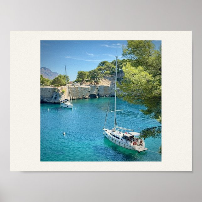 Turkos vik & segelbåtsfotografering Konsttryck Poster (Framsidan)
