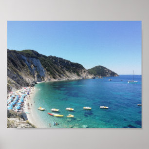 Turkos vik vid italienska havet - panoramafoto poster