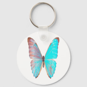 Turkos-vingar fjärilskeychain nyckelring