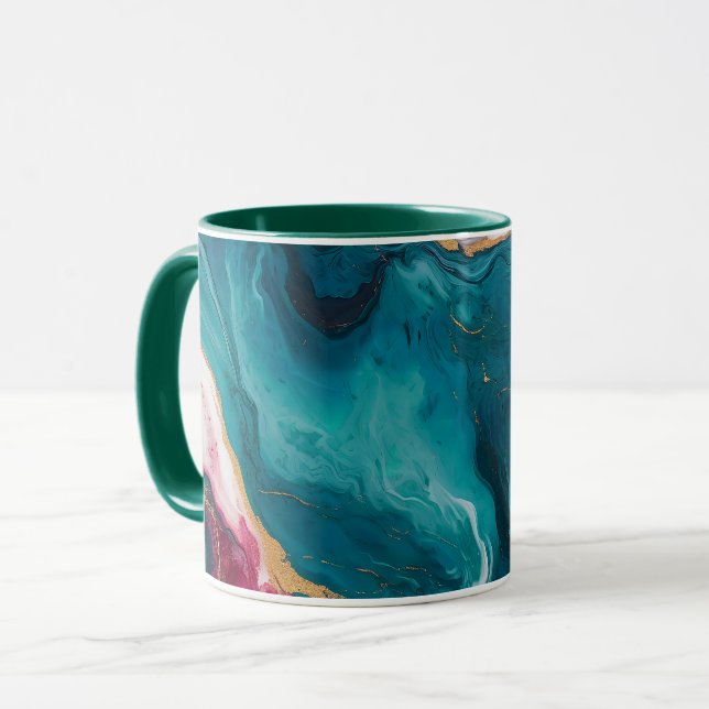 Turkos & Vinröd Marmor Elegans Mugg (Framsida vänster)