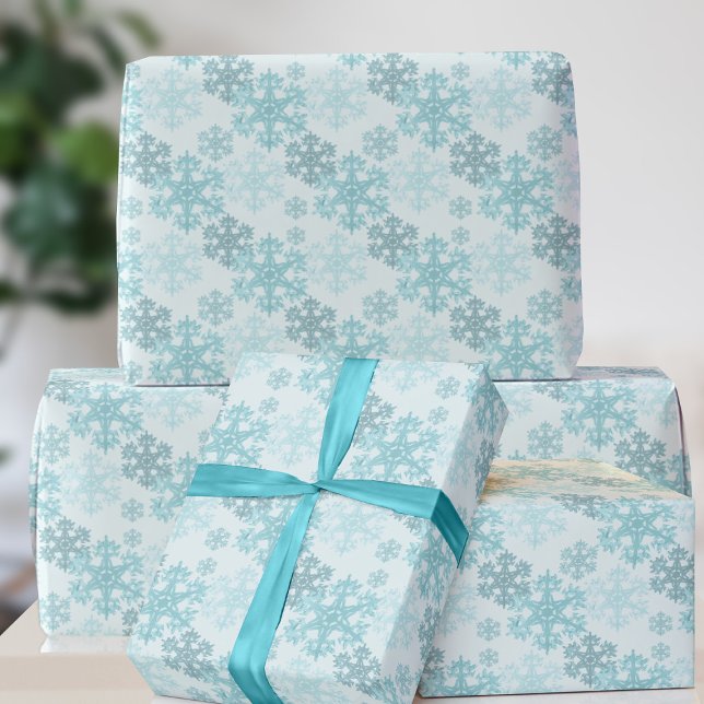 Turkos Vinter Is Snöflinga Mönster Inpackningspapp Presentpapper (A teal snowflake pattern on this gift wrap. Perfect for the Holiday Season)