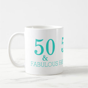 Turkos Vit 50 och Fabulös Födelsedagsfest Kaffemugg