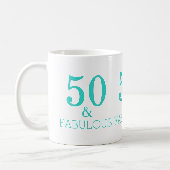 Turkos Vit 50 och Fabulös Födelsedagsfest Kaffemugg (Vänster)