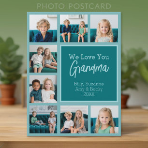 Turkos & Vit 8 Fotosamling - Vi älskar mormor Vykort