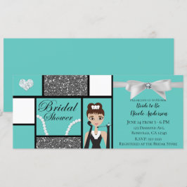 Turkos & Vit Båge Bröllopsdusch Inbjudningar