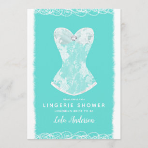 Turkos & Vit Glam lingeri Showerfest \n-> Turkos & Inbjudningar