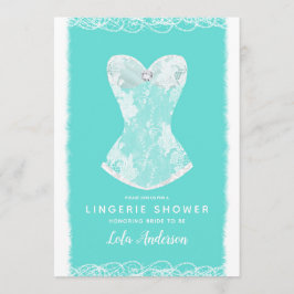 Turkos & Vit Glam lingerie showerparty Inbjudningar