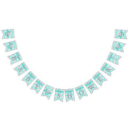 Turkos, vit Grått Elephant Baby Shower Vimplar