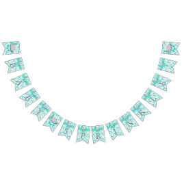 Turkos, vit Grått Elephant Baby Sprinkle Vimplar