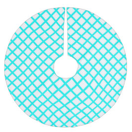 Turkos Vit Harlekin Diamant Ränder Mönster Julgransmatta Borstad Polyester