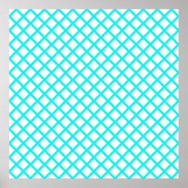 Turkos Vit Harlekin Diamant Ränder Mönster Poster